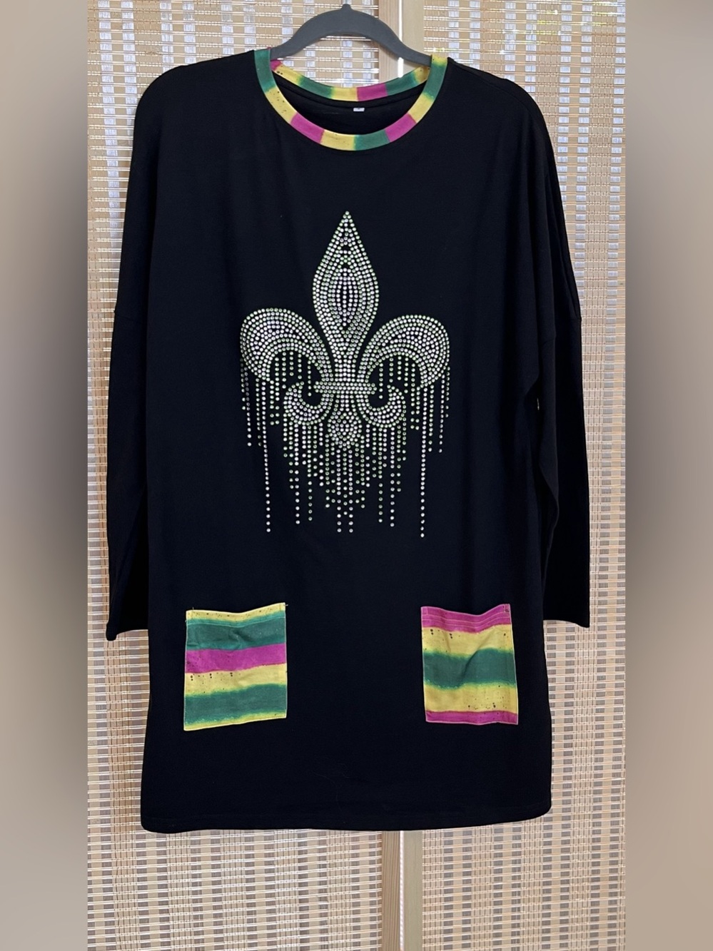 Rhinestone aviation nation alike Fleur-de-Lis Mini Dress Black Size Small